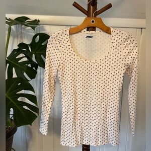 Old Navy White and Red Patterned Long Sleeve Top